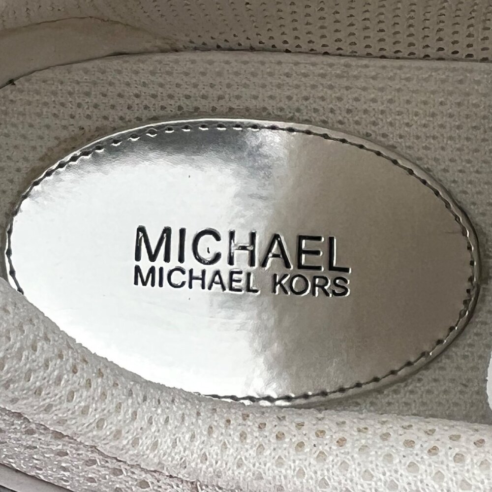 MICHAEL KORS Hero Mixed-Media Trainer Optic White Silver Sneakers Shoes 11M - Picture 10 of 16